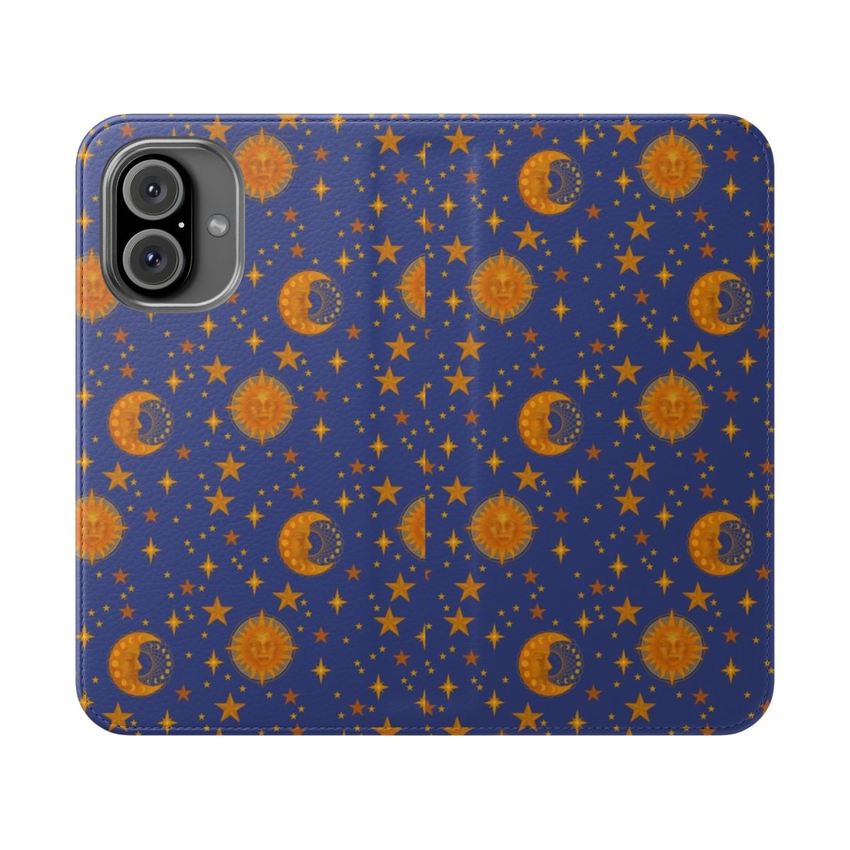 Bohemian celestial galaxy phone case with sun and moon pattern