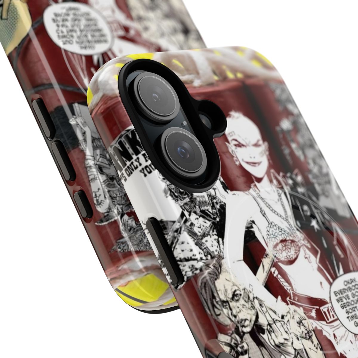 Durable magnetic phone case with a tough, protective design inspired by the comic book character Tank Girl. - Detail