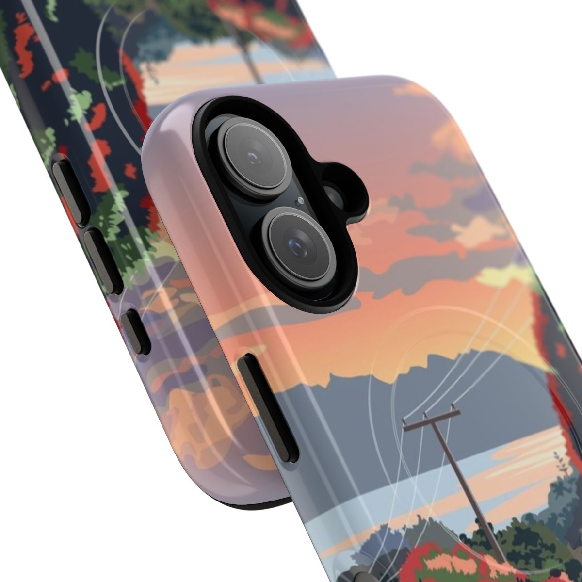 Magnetic tough phone case featuring a scenic road to Leigh on Great Barrier Island, New Zealand. - Detail