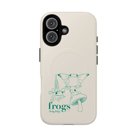 A green phone case featuring a frog design, perfect for nature enthusiasts.