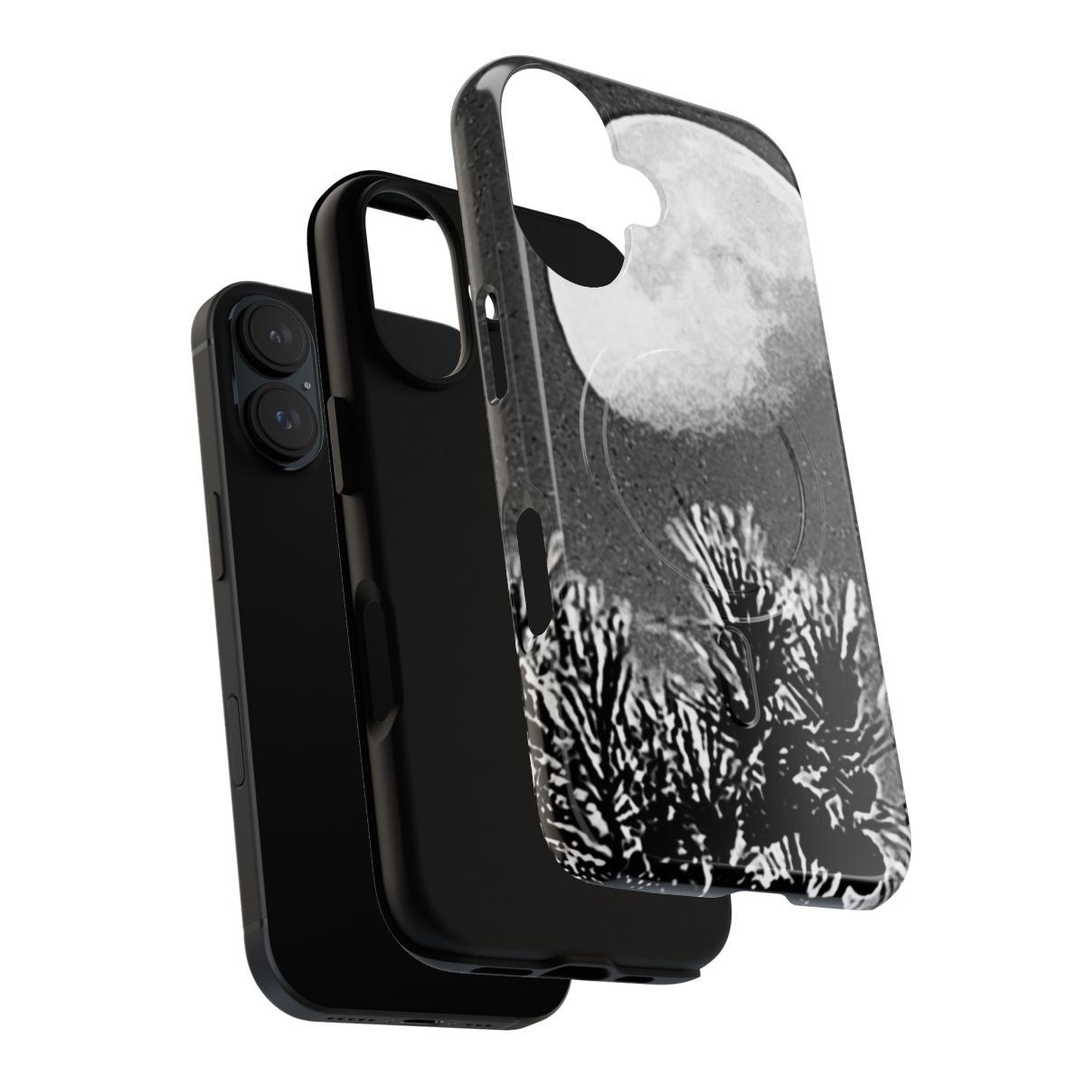 Black and white moon phone case with magnetic closure - Layers