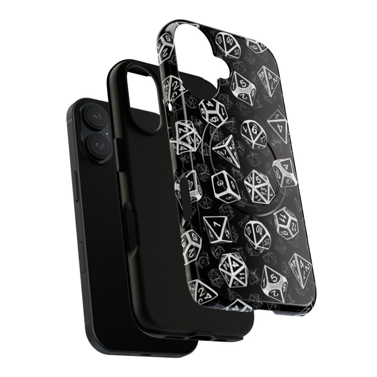 D20 dice pattern magnetic tough phone case for tabletop RPG fans - Layers