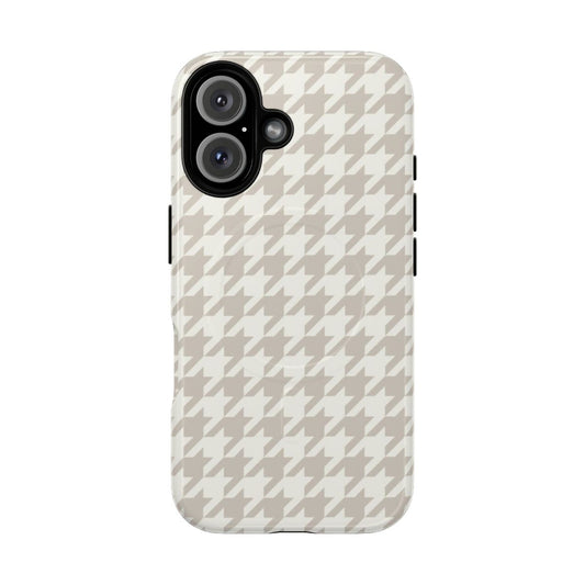 Houndstooth patterned phone case with a tough, magnetic design