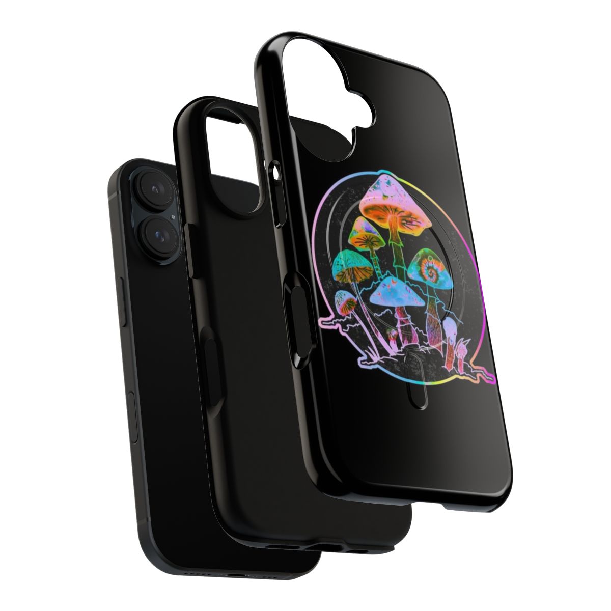 Colorful and trippy phone case with a psychedelic mushroom and fractal design. - Layers