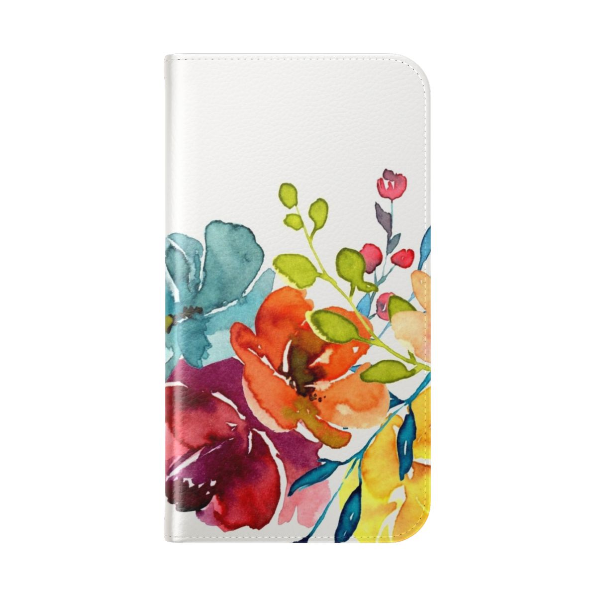 Colorful watercolor painting of pink peonies on a summer floral phone case - Folded Back