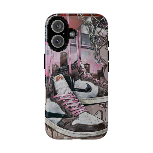 Stylish magnetic phone case with a basketball sneaker-inspired design