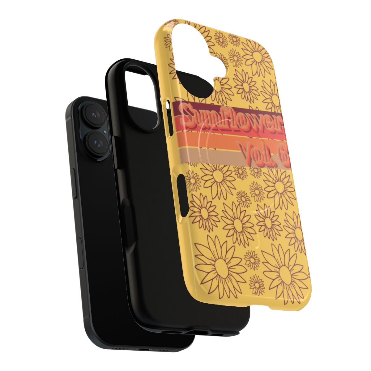 Sunflower-patterned magnetic tough iPhone case - Layers