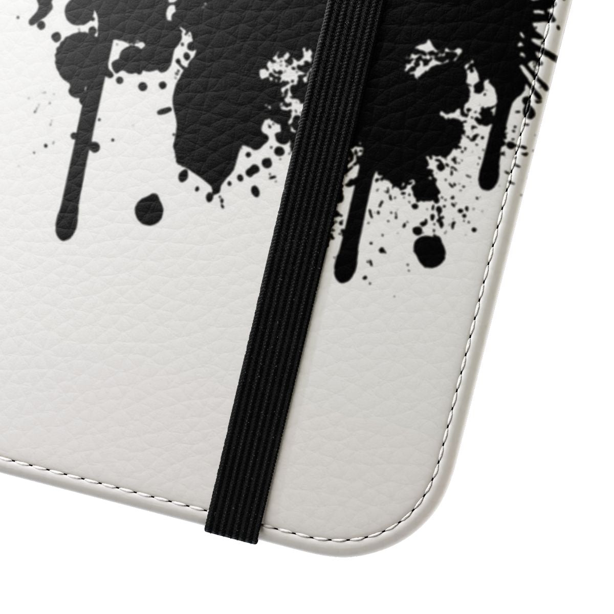 Colorful flip phone case featuring a playful monkey design with splashes of paint and butterflies. - Close Up