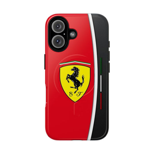 Magnetic phone case with Scuderia Ferrari inspired design