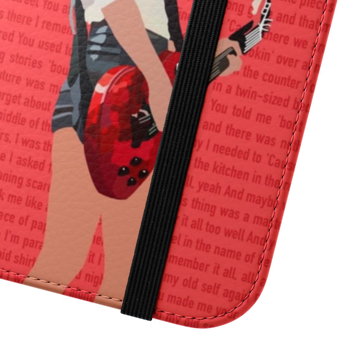 A protective phone case featuring lyrics and imagery from Taylor Swift's acclaimed "Red" album. - Close Up