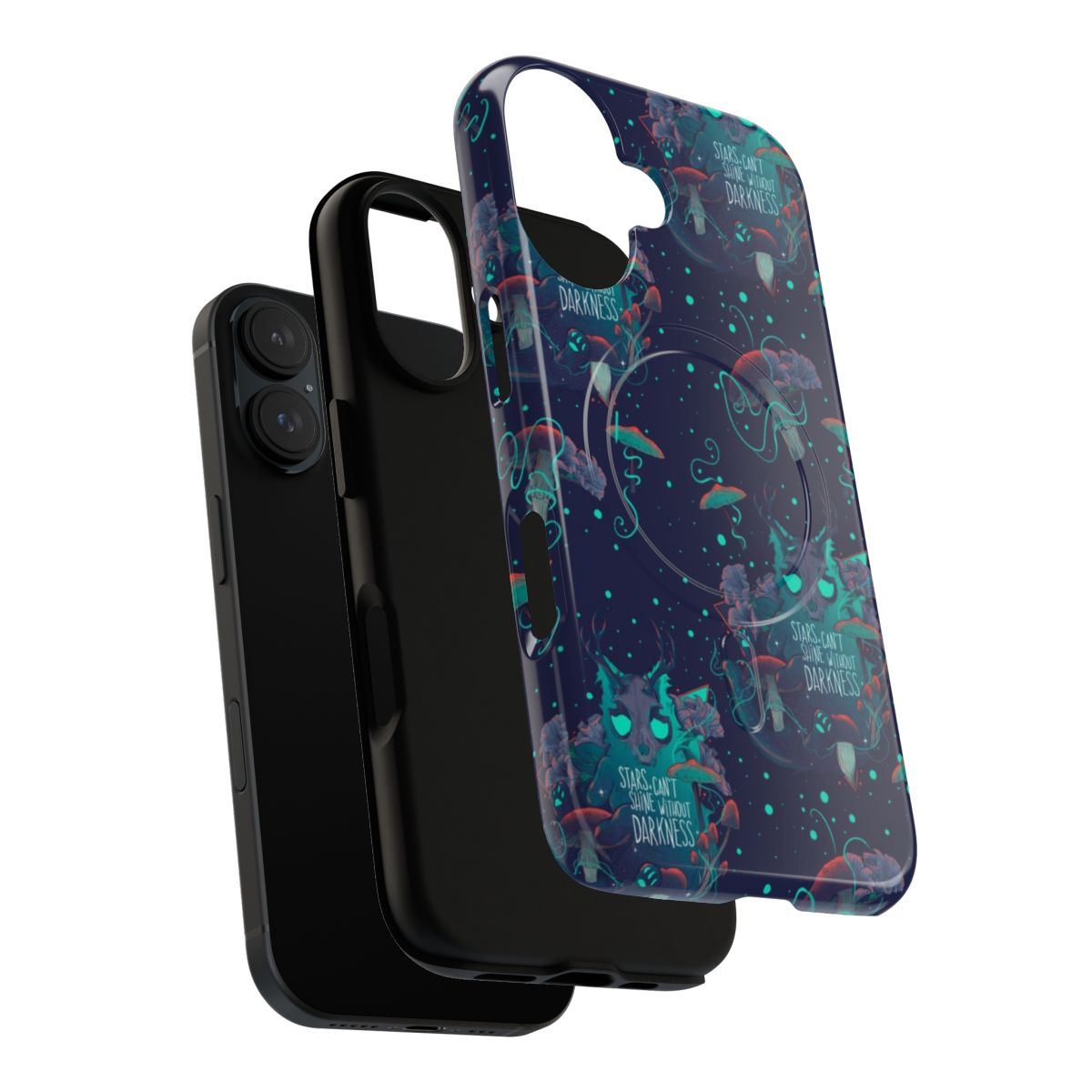 A phone case featuring a black cat silhouette against a starry galaxy night sky. - Layers