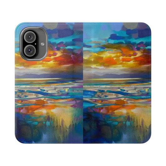 Liquid cyan abstract art inspired flip phone case