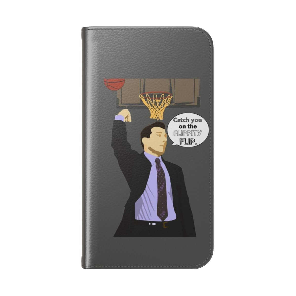 Flip phone case with "The Office" inspired design - Folded Back