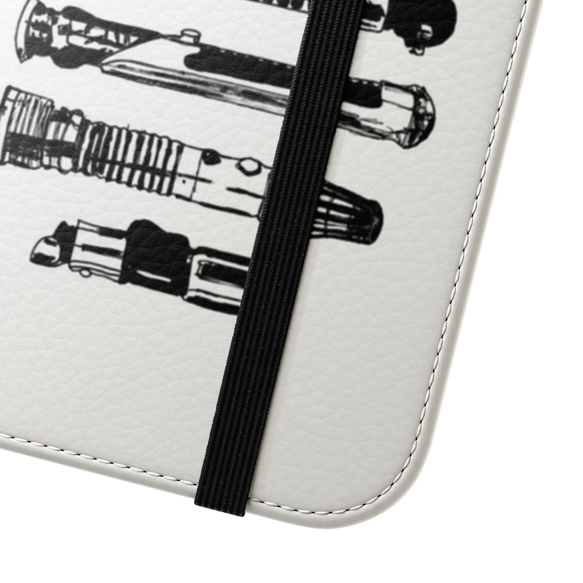 Sci-Fi Inspired Flip Cover Phone Case with Star Wars Lightsaber Design - Close Up