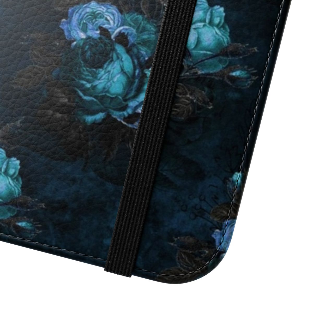 Flip case with a spooky skull and bat pattern design - Close Up