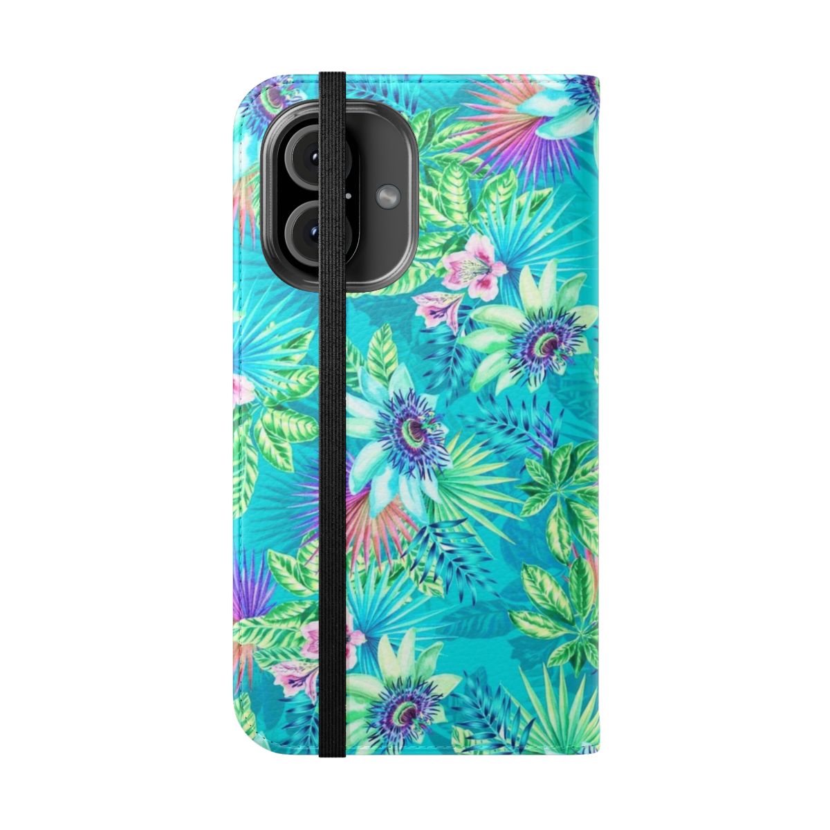 Vibrant tropical passion fruit floral pattern phone case cover - Folded Front