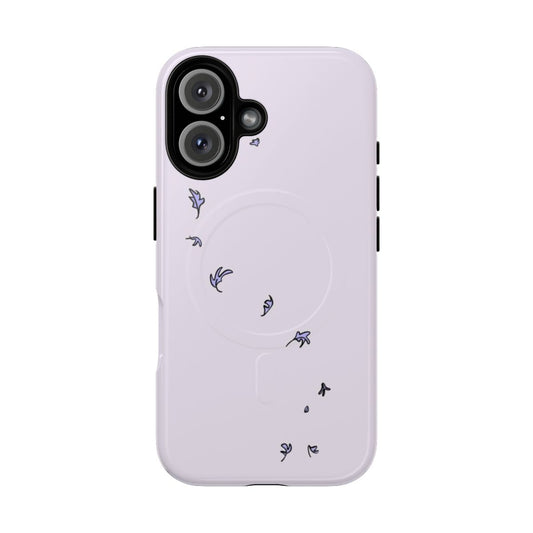 Heartstopper-inspired purple leaves magnetic tough phone case with Nick Nelson and Charlie Spring imagery