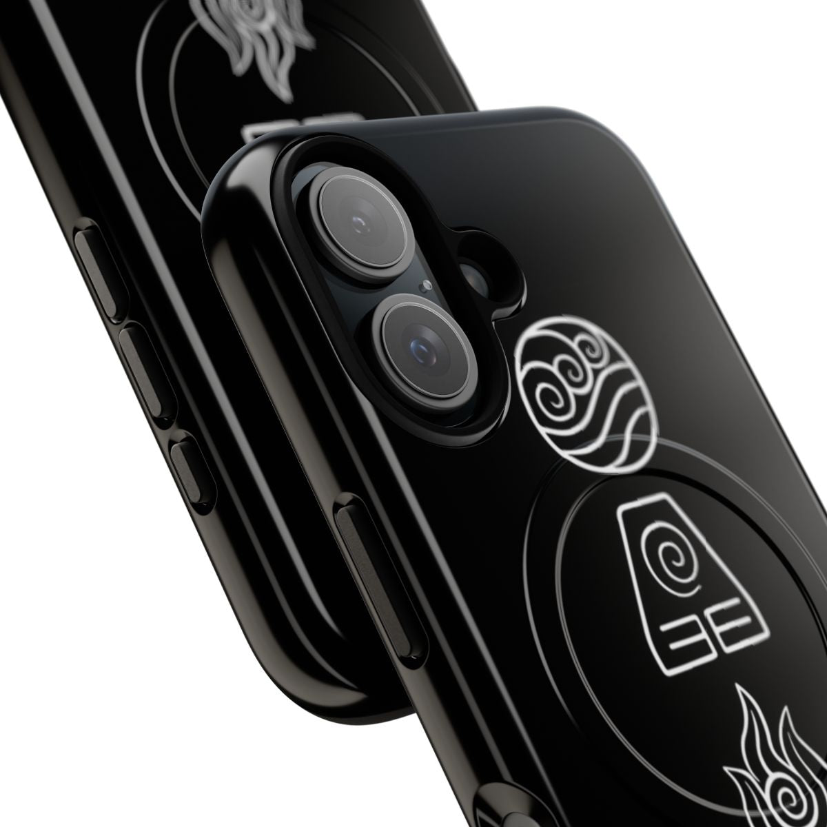 Stylized phone case featuring the four elements from Avatar: The Last Airbender and The Legend of Korra - Detail