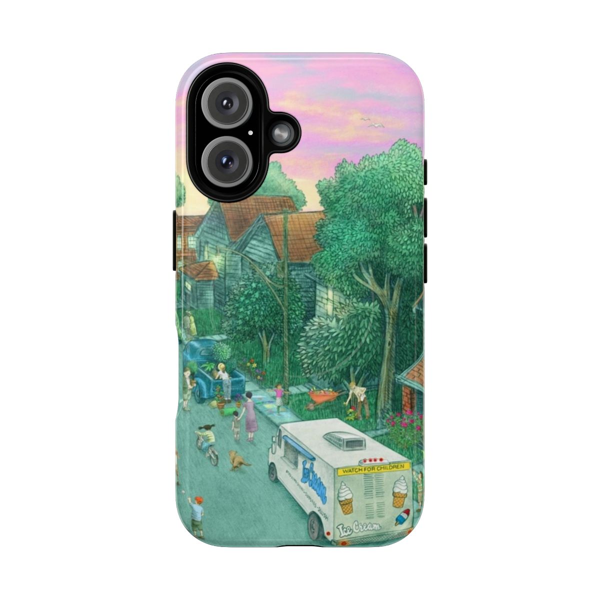 Sunset street scene with trees and architecture on a magnetic tough phone case