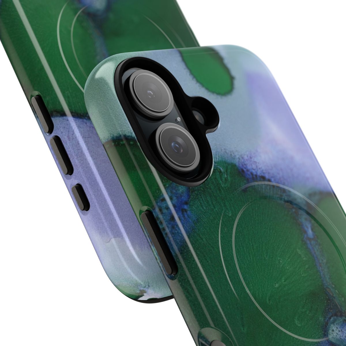 Artistic green abstract phone case with magnetic protection - Detail