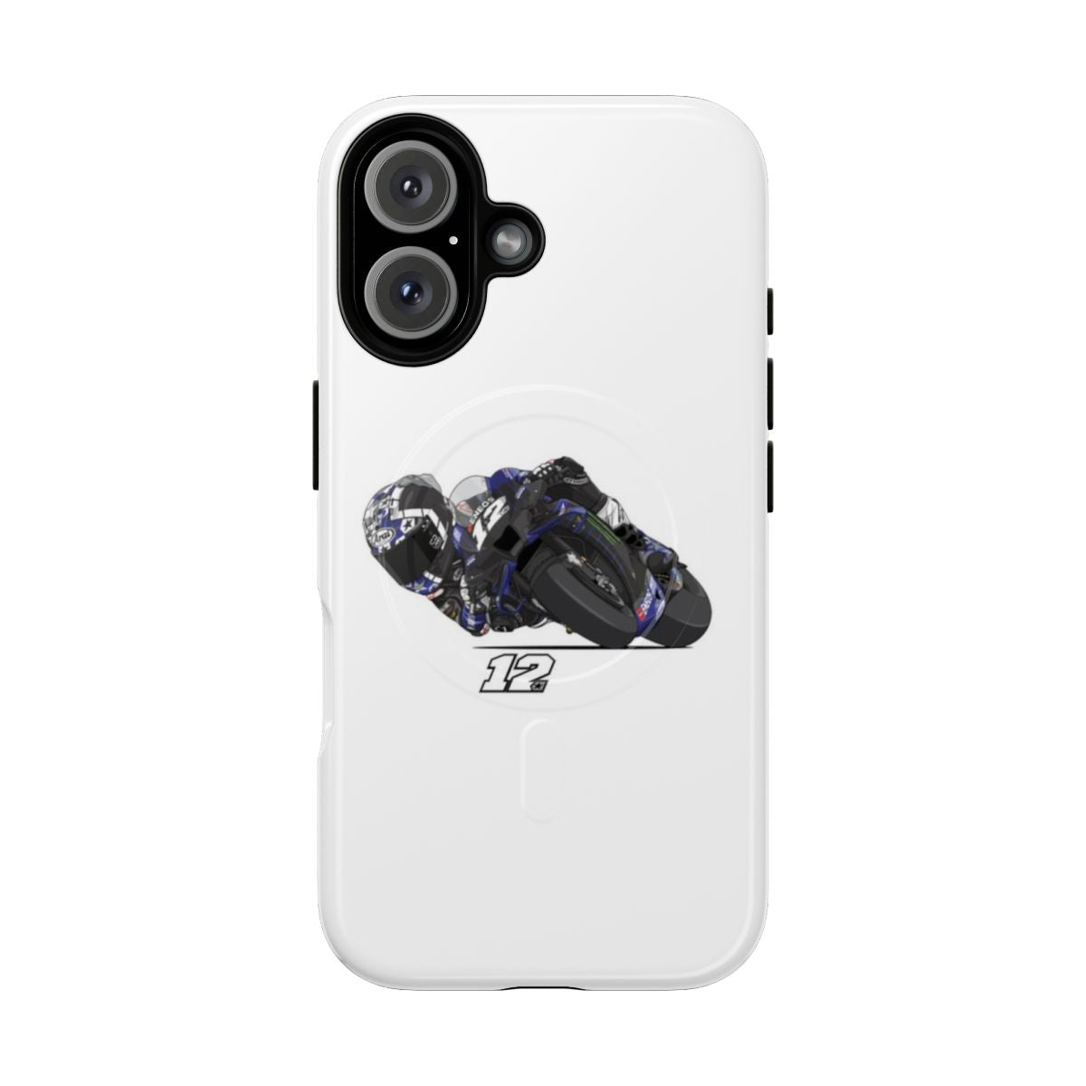 Maverick Viales inspired magnetic tough phone case with racing number 12 design