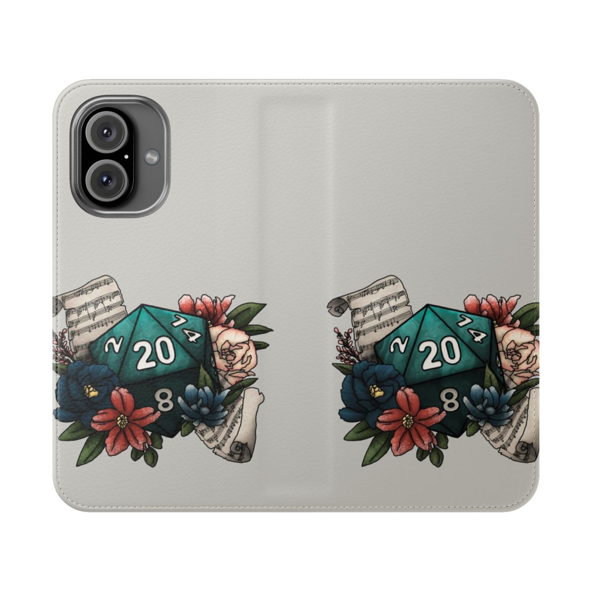 Bard-themed phone case with a D20 dice design for tabletop roleplaying gamers