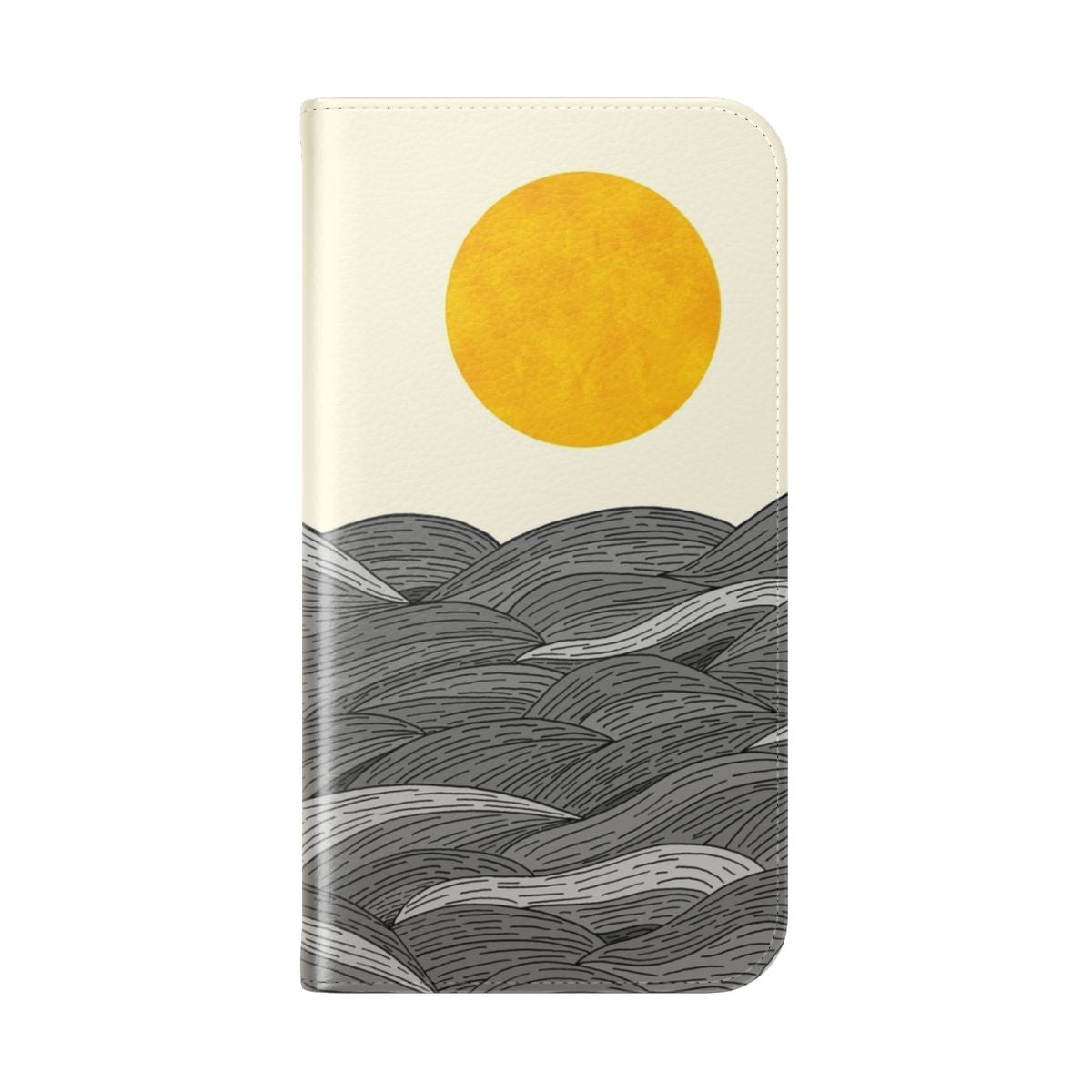 Minimalist grey waves pattern phone case cover - Folded Back