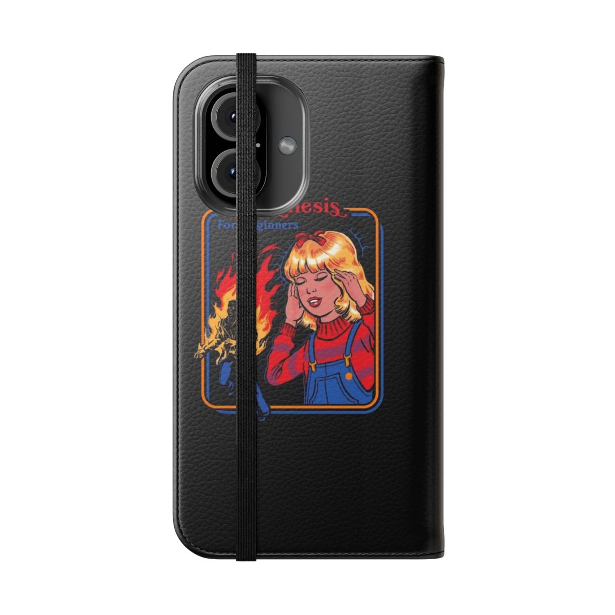 Pyrokinesis-themed flip phone case with a vintage, retro design - Folded Front