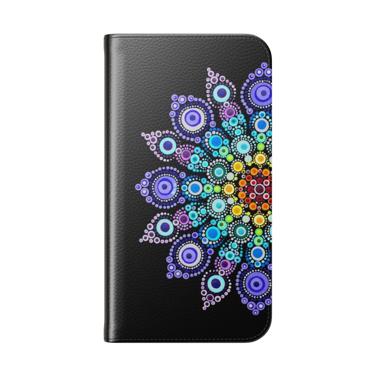 Colorful rainbow mandala design on a phone case - Folded Back