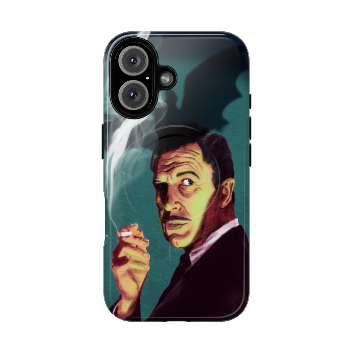 Vintage horror-themed phone case with Vincent Price imagery