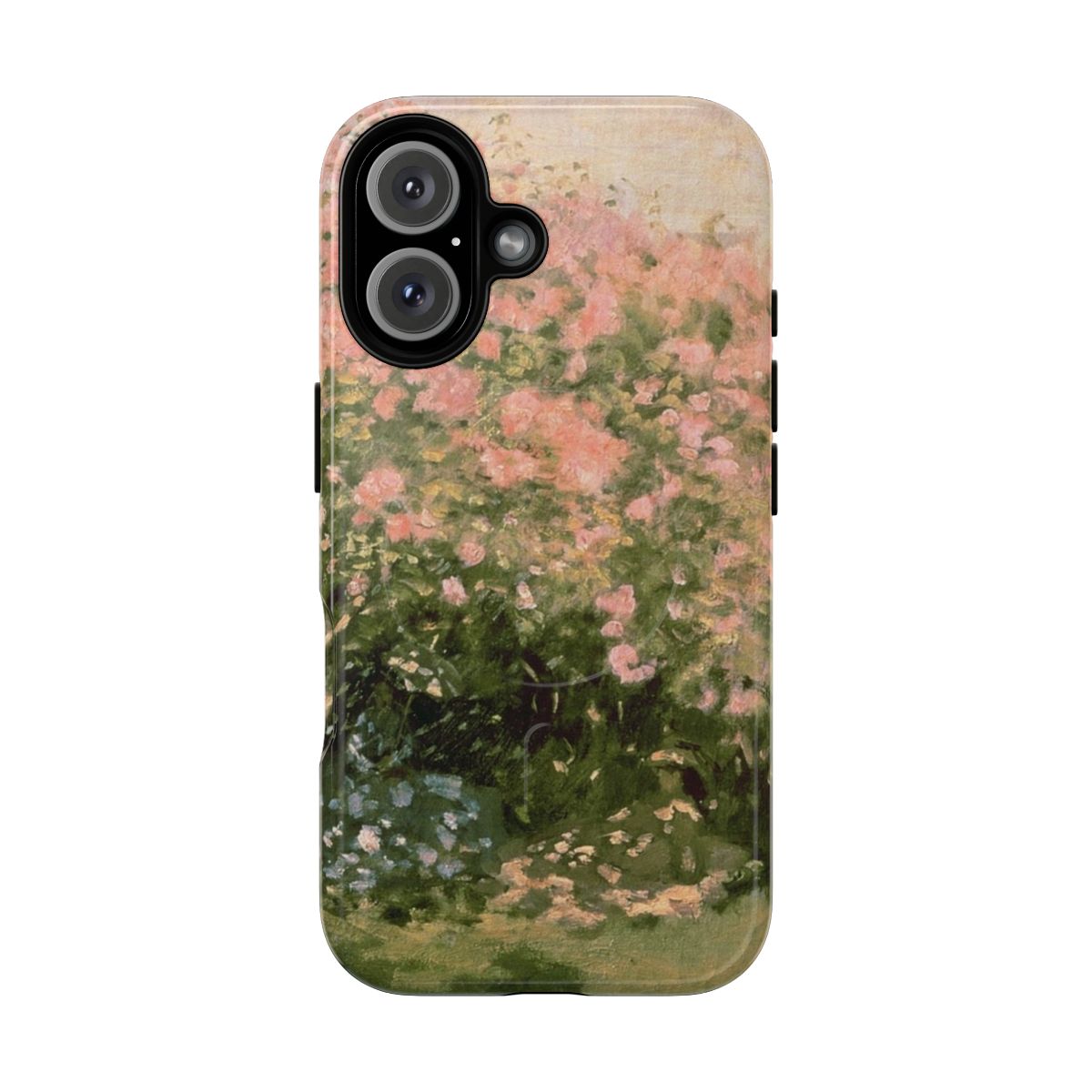 Vintage-style phone case featuring Claude Monet's Lilac In The Sun 1873 oil painting of a beautiful floral bouquet.