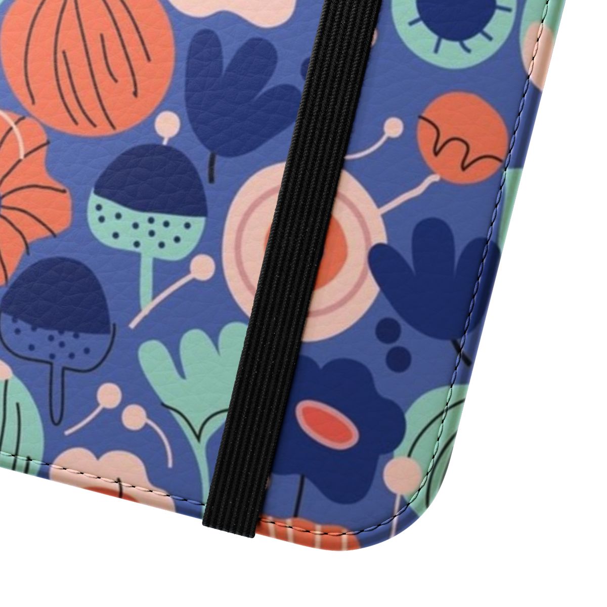 Vibrant blue garden floral phone case with beautiful botanical pattern - Close Up