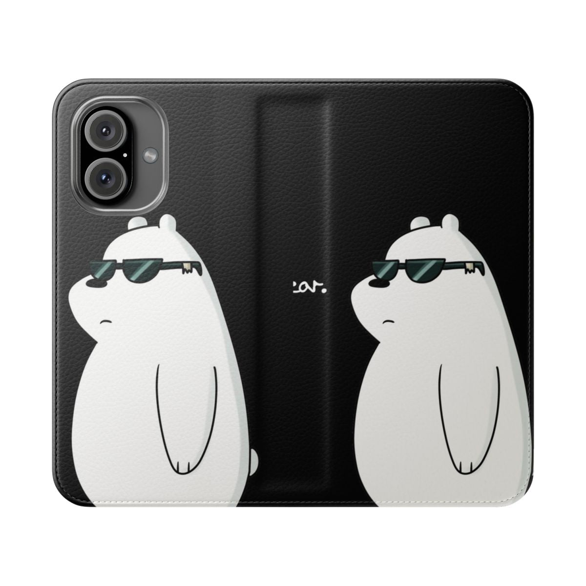 Flip cover phone case featuring the cute and cool Ice Bear character from the We Bare Bears cartoon series