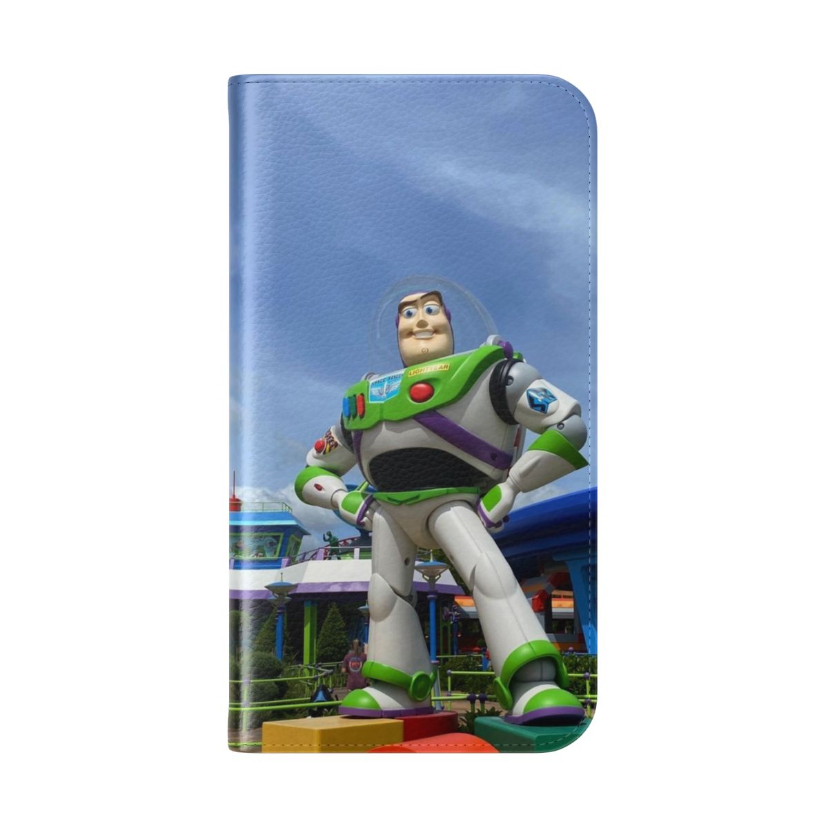 Colorful Buzz Lightyear-themed protective phone case - Folded Back