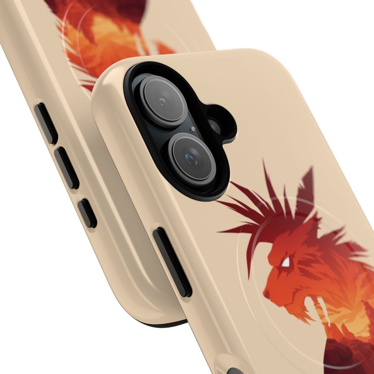 Cosmo Canyon-themed magnetic phone case featuring Red XIII and other iconic elements from the Final Fantasy universe. - Detail