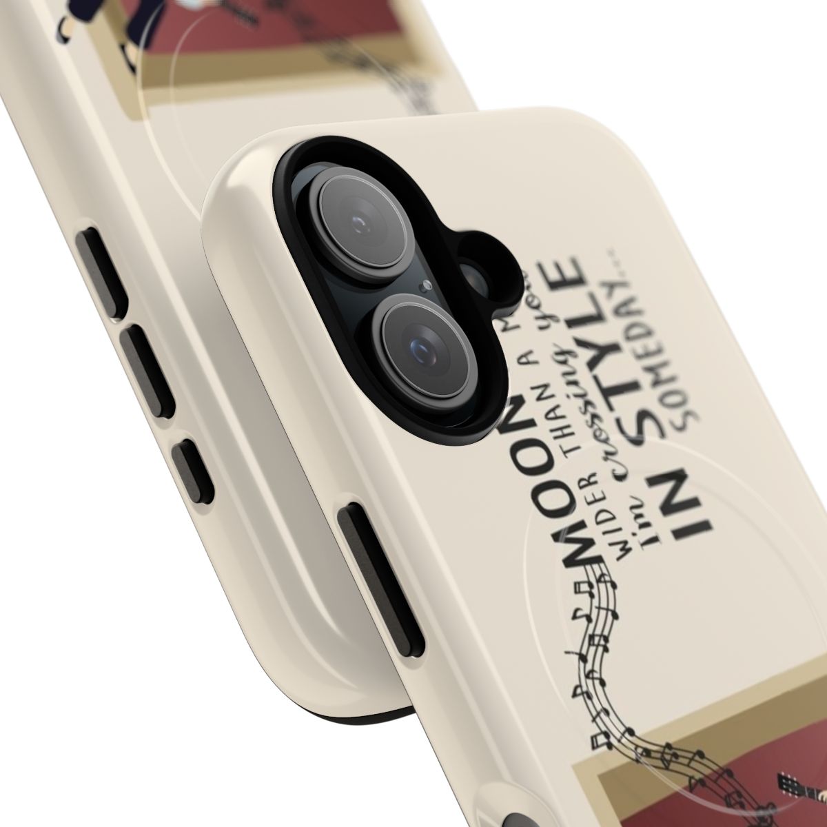 Phone case featuring the lyrics to "Moon River" from the classic film Breakfast at Tiffany's starring Audrey Hepburn - Detail