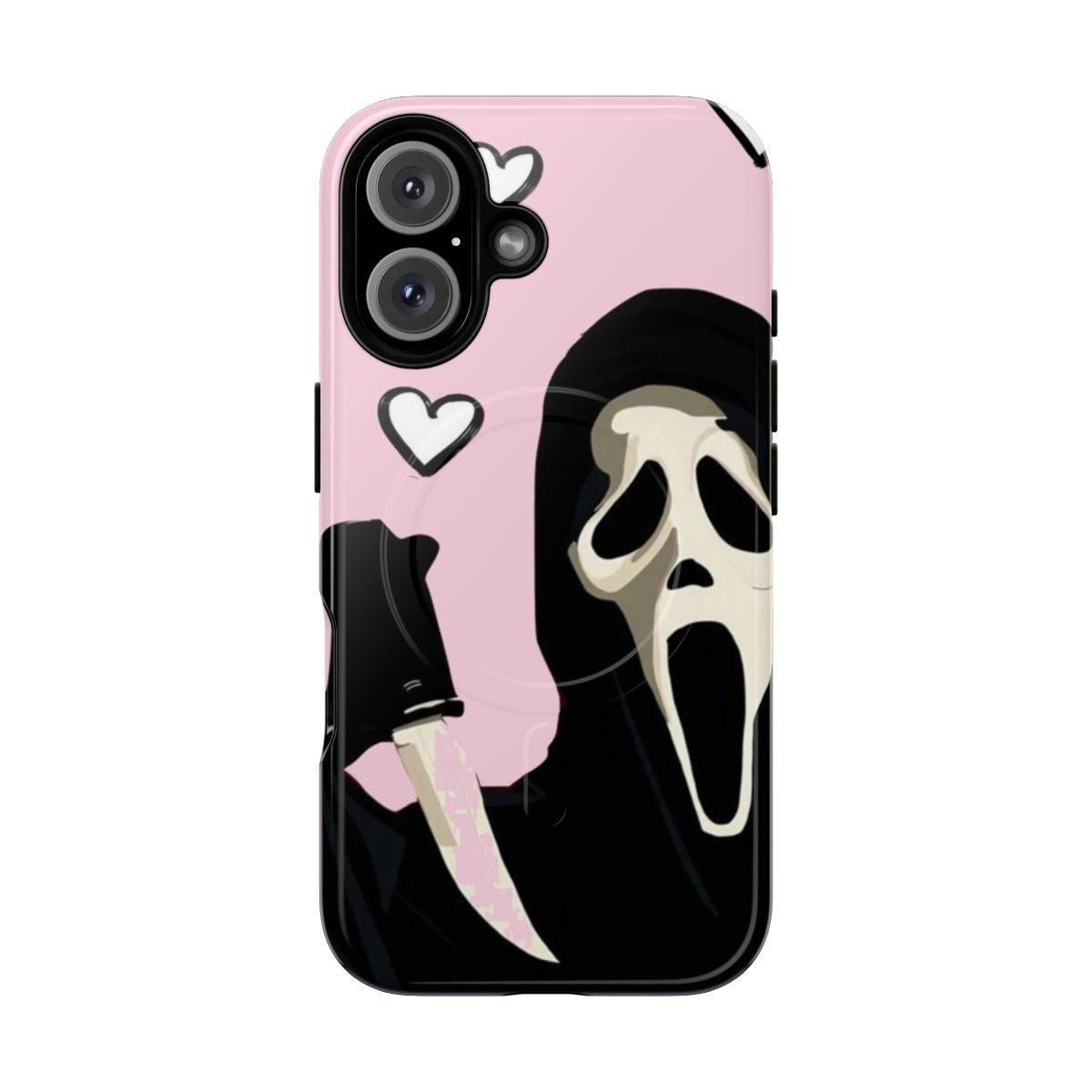 Pink ghostface-inspired protective magnetic phone case