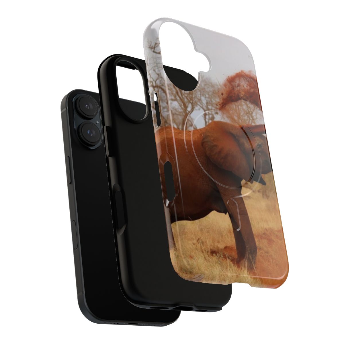 Artistic illustration of an elephant on a durable, magnetic phone case - Layers