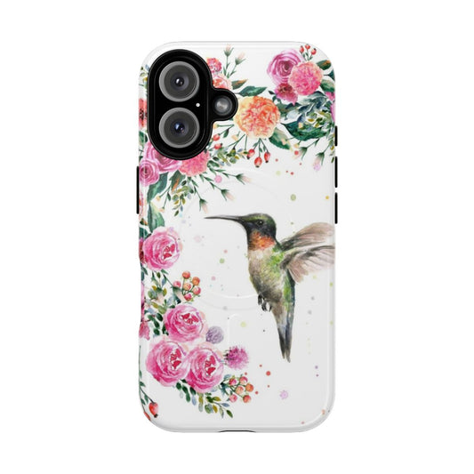 Artistic watercolor painting of a hummingbird on a smartphone case