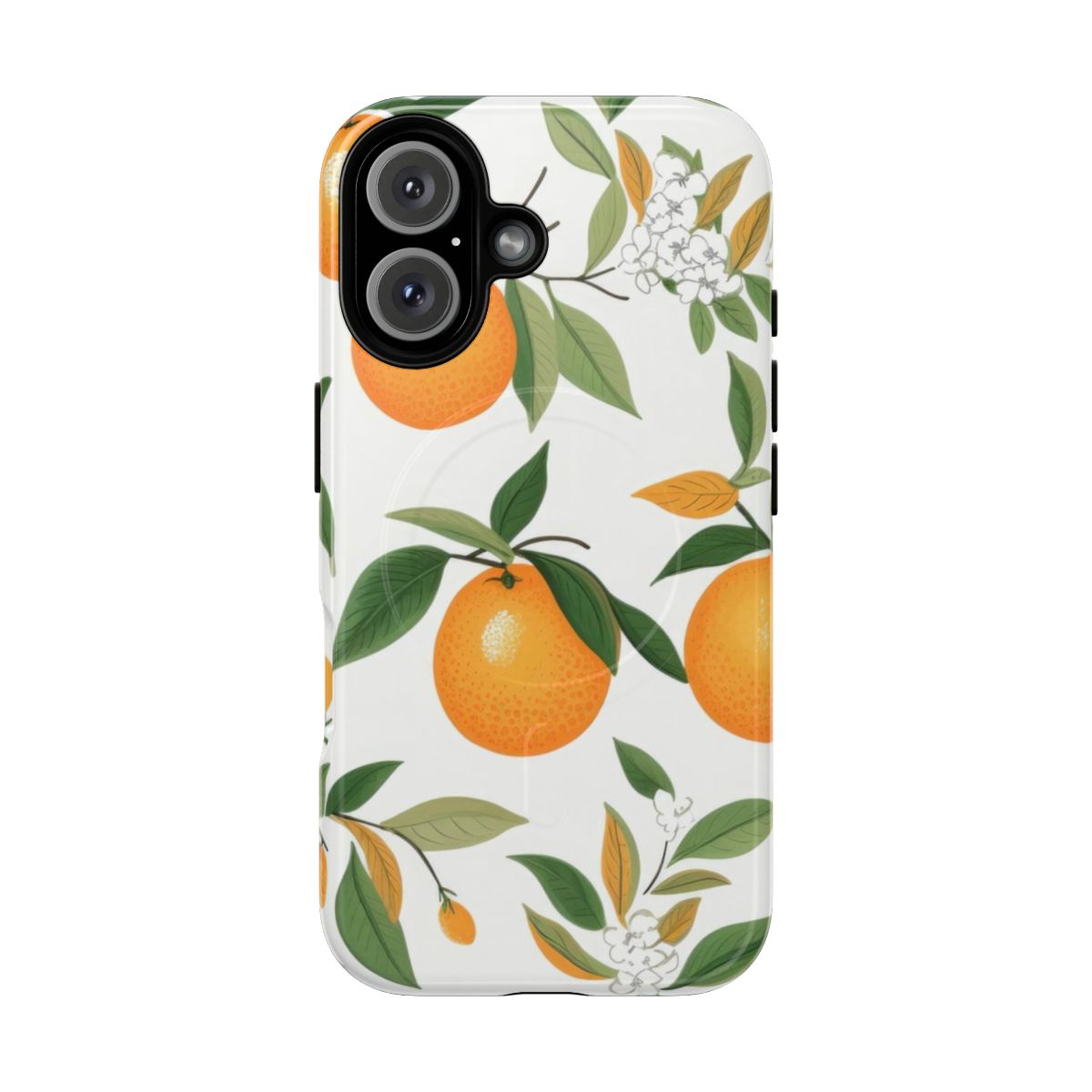 Vibrant orange watercolor painting-style design on a magnetic tough phone case