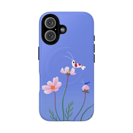 Vibrant cosmic and shrimp design on a protective phone case