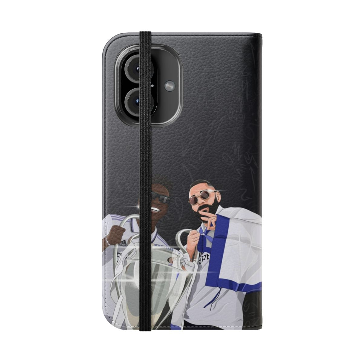 Real Madrid players Vinicius Jr. and Karim Benzema on a phone case - Folded Front