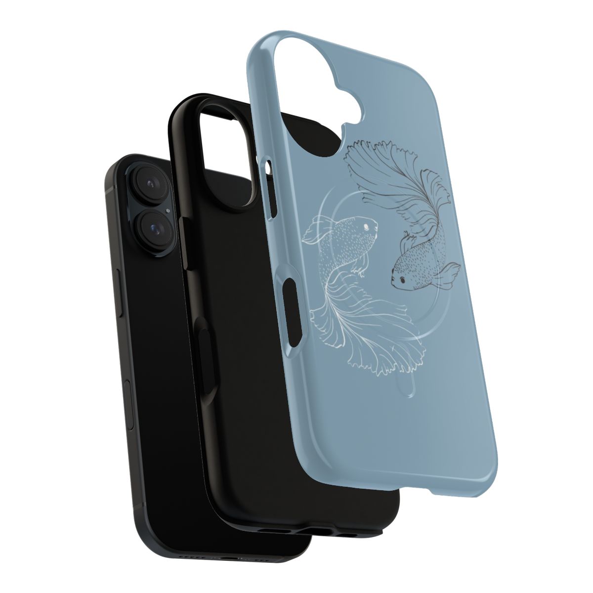 Anime-themed magnetic tough phone case with betta fish design - Layers