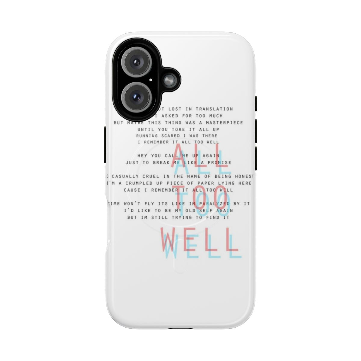 Magnetic tough phone case featuring Taylor Swift's "All Too Well" design