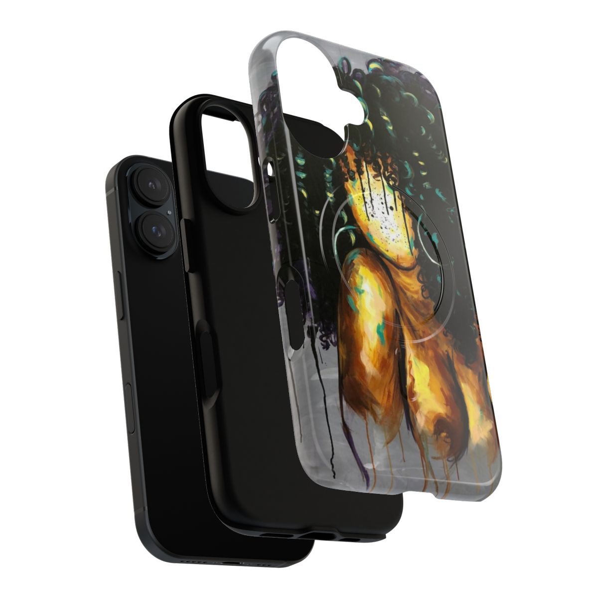 Naturally Magnetic Black Art Phone Case with Artwork of a Black Queen - Layers