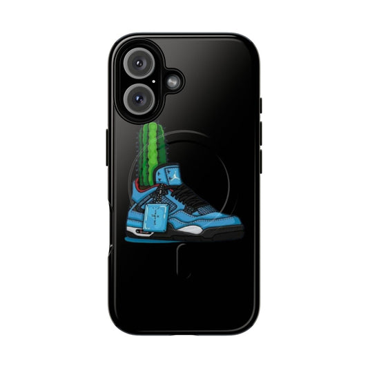 Blue phone case with Jordan 4 Cactus Jack design