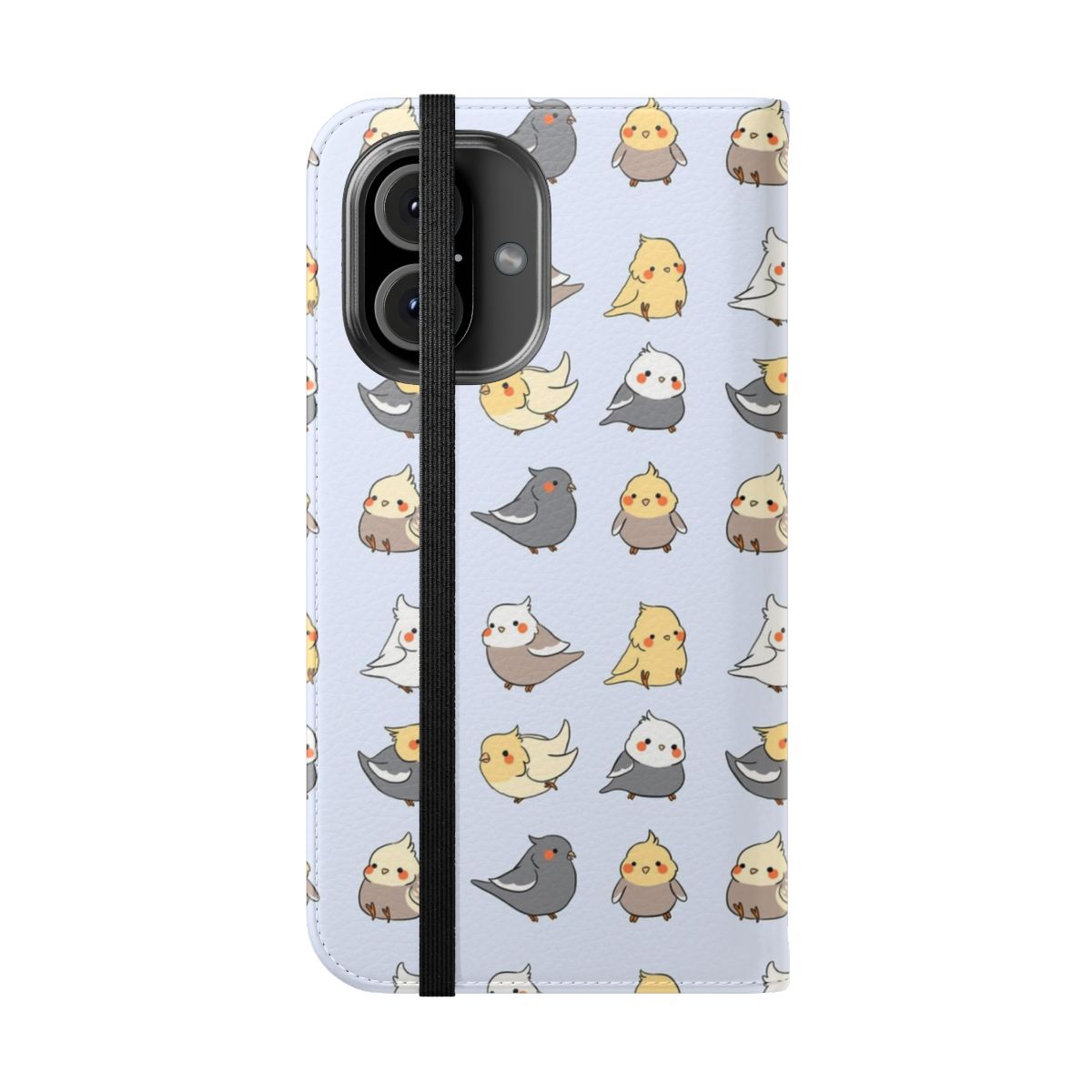 Cockatiel-inspired phone case with a cute, vibrant bird pattern - Folded Front