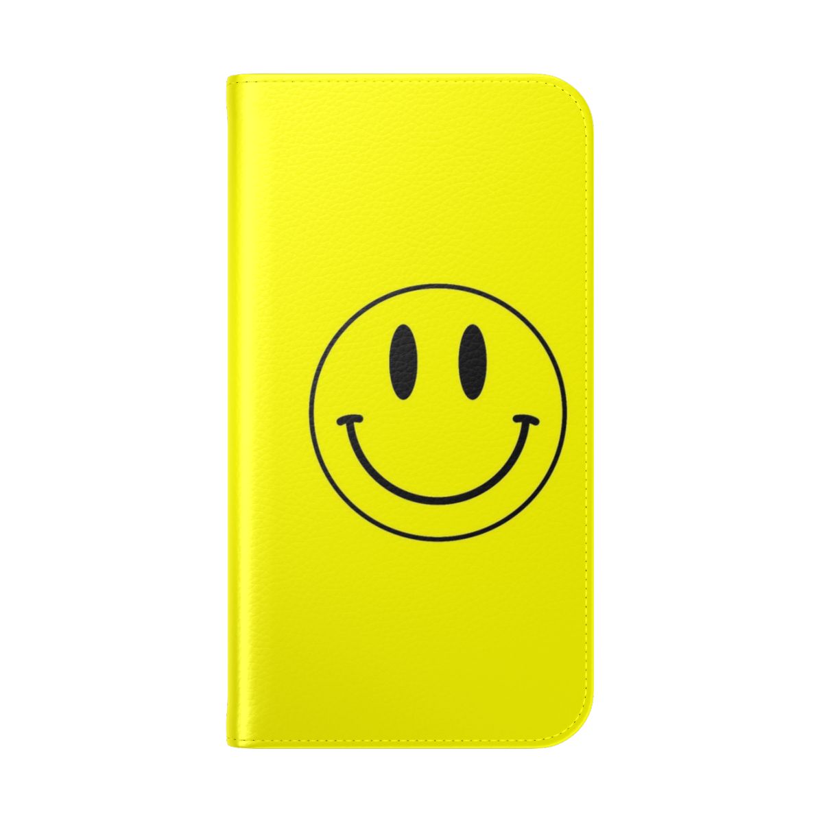 Retro-style phone case with acid house inspired smiling face graphic - Folded Back