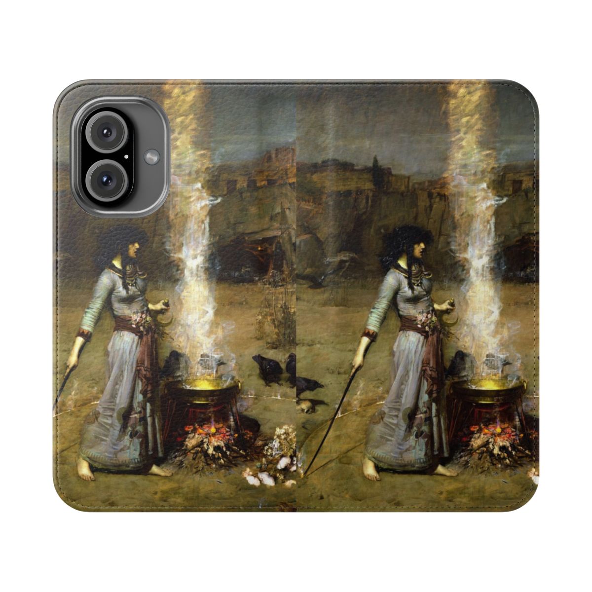 Flip cover phone case featuring The Magic Circle painting by John William Waterhouse