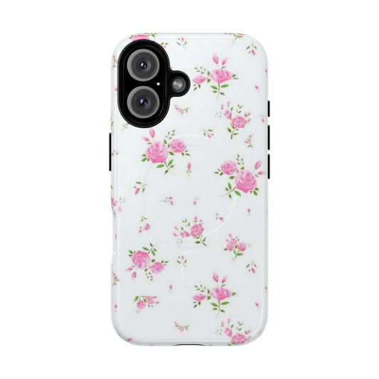 A stylish floral pattern phone case with a magnetic tough design.